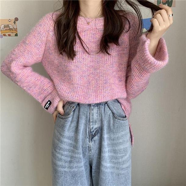 ポイントタグ袖セーターニット 4731 - 韓国ファッション通販サイトPOPREA