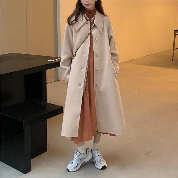 ウールライクAラインロングコート 3906 - 韓国ファッション通販サイト